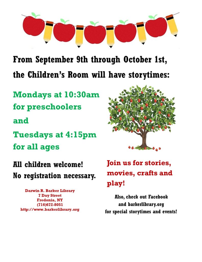 Storytime for Preschoolers @ Darwin R. Barker Library